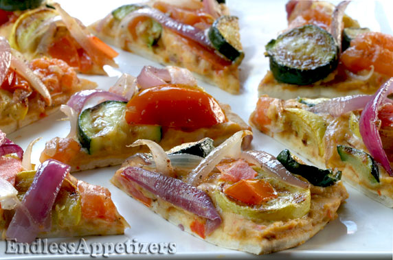 Grilled Vegetable and Hummus Pita Pizzas